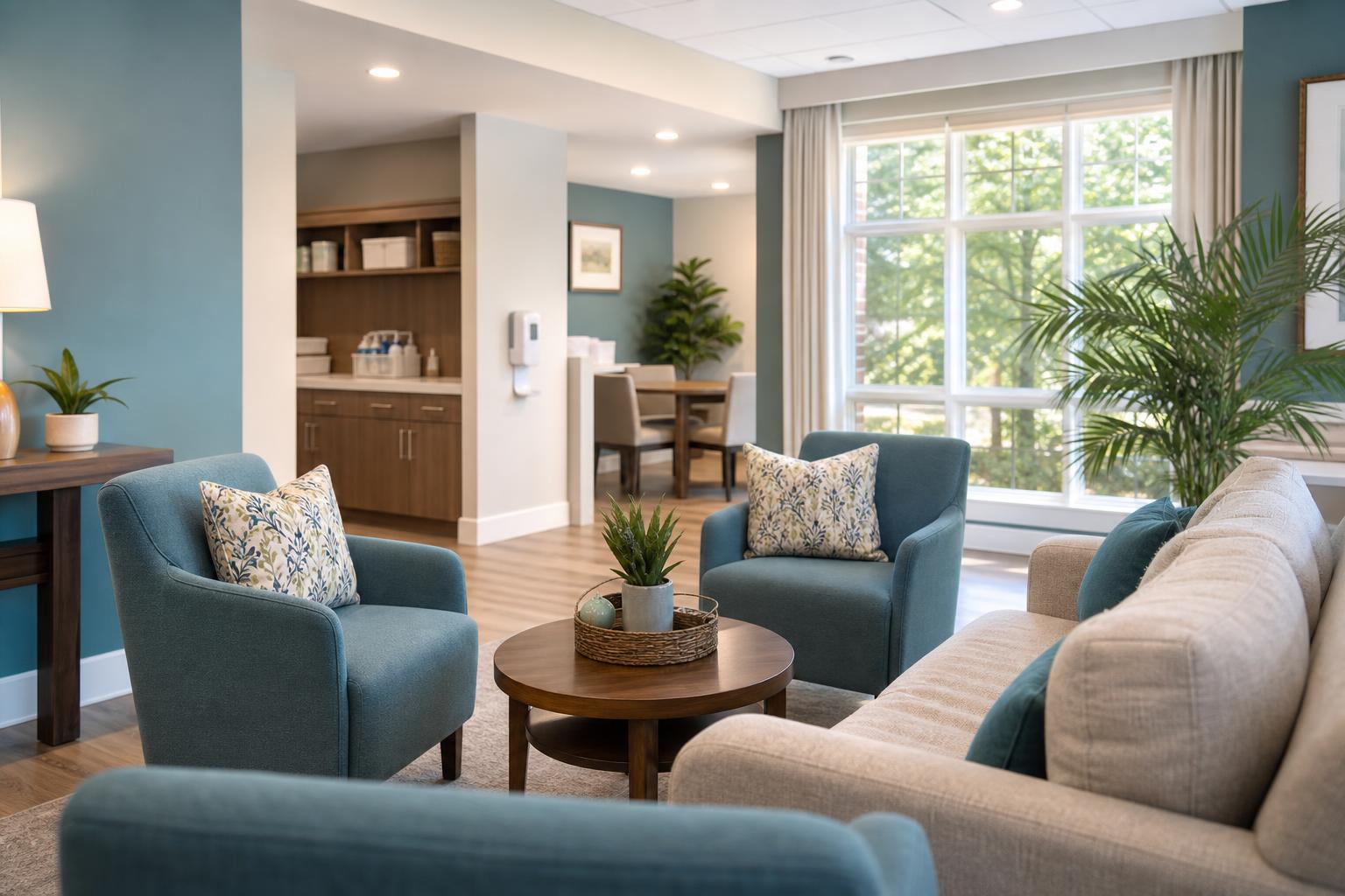 Comfortable common room in a residential care setting